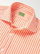 Sid Mashburn - Spread-Collar Striped Cotton-Chambray Shirt - Orange