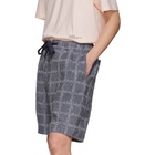 JW Anderson Navy Logo Grid Linen Shorts