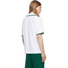 Casablanca White Striped Velour Zip‑Up Short Sleeve Shirt