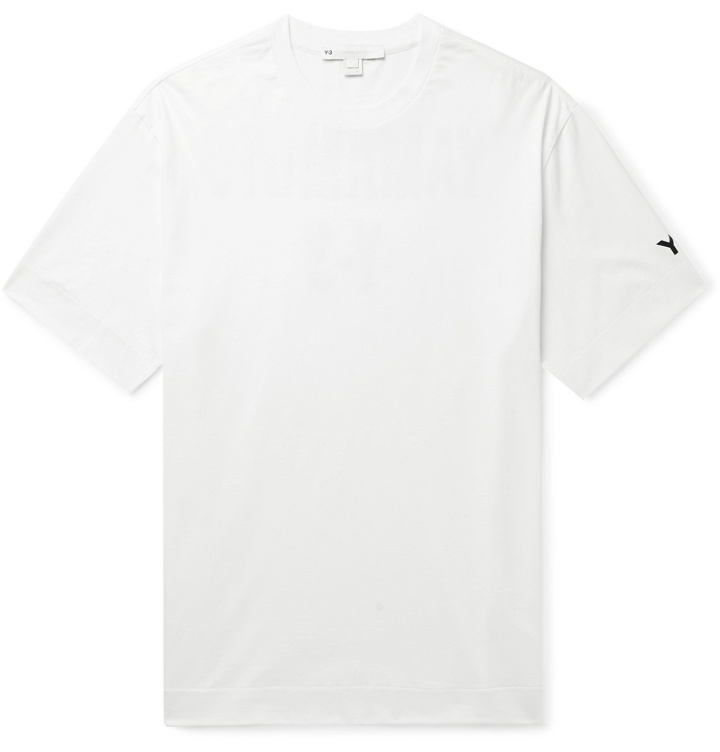 Photo: Y-3 - Logo-Print Cotton-Blend Jersey T-Shirt - Neutrals