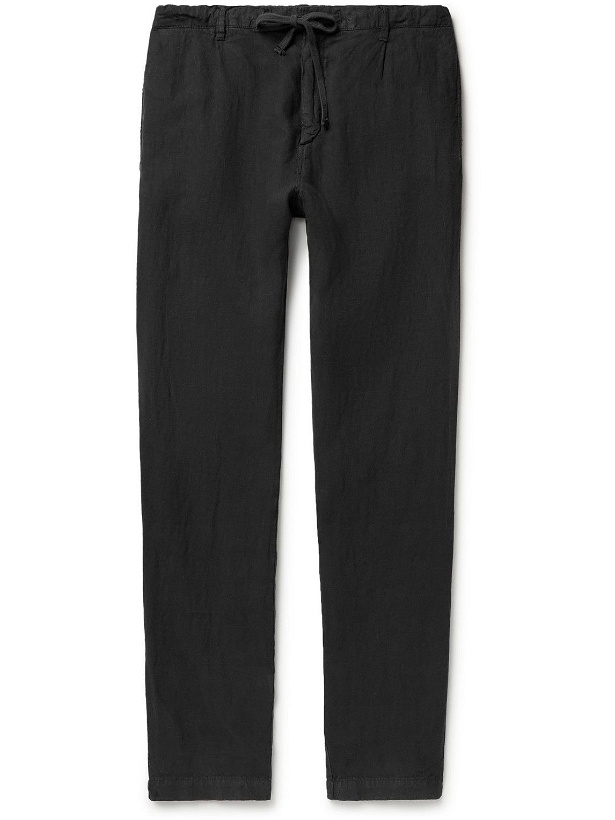 Photo: Hartford - Tanker Slim-Fit Linen Drawstring Trousers - Black
