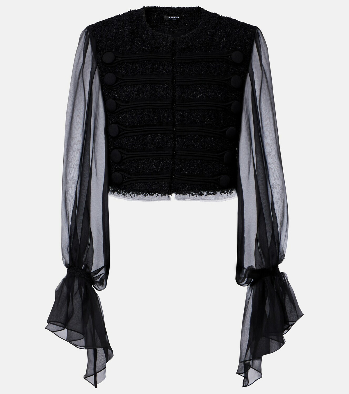 Balmain Silk-trimmed bouclé jacket