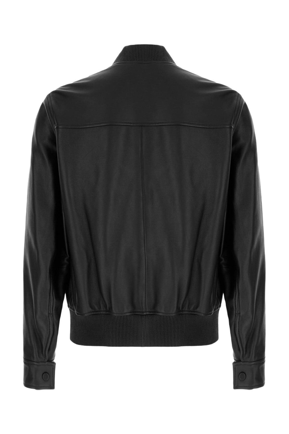 Emporio Armani Black Leather Bomber Jacket
