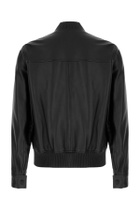 Emporio Armani Black Leather Bomber Jacket