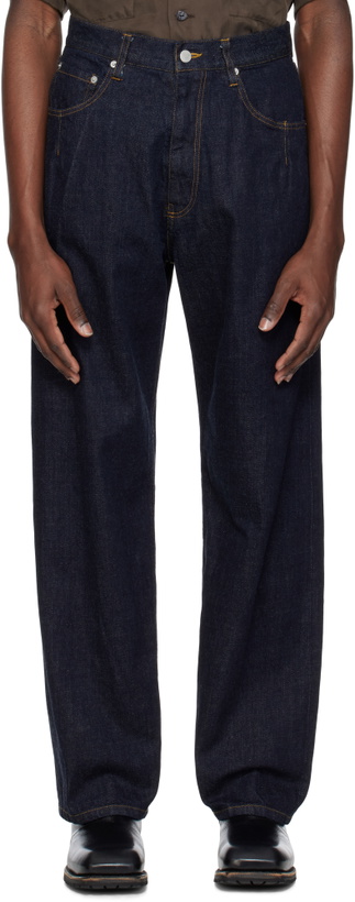 Photo: YOKE Navy Wide Straight 5P Jeans