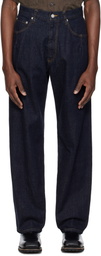 YOKE Navy Wide Straight 5P Jeans