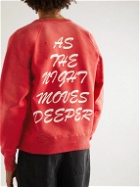 SAINT Mxxxxxx - Distressed Printed Cotton-Jersey Sweatshirt - Red