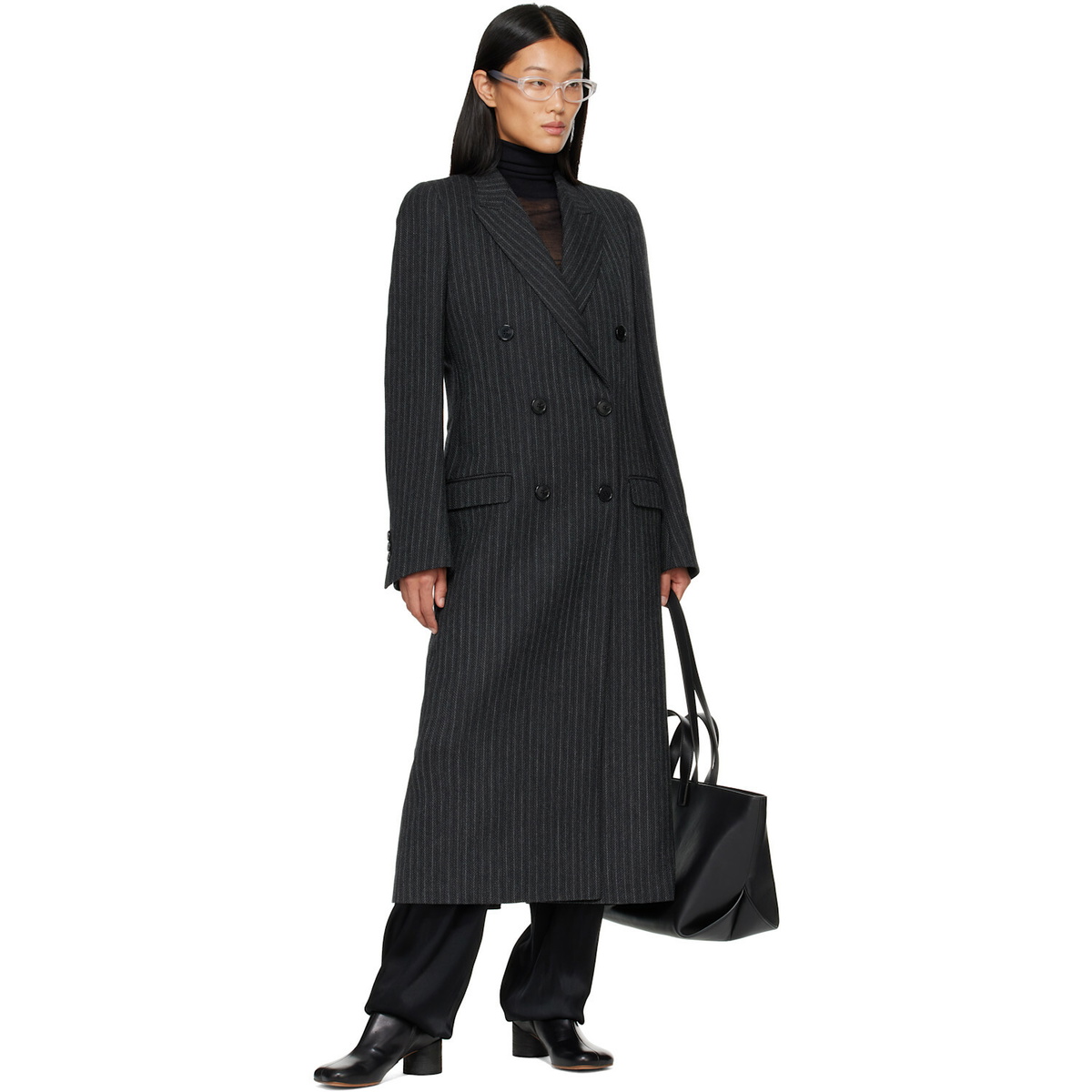 Maison Margiela Black & Gray Double Breasted Coat