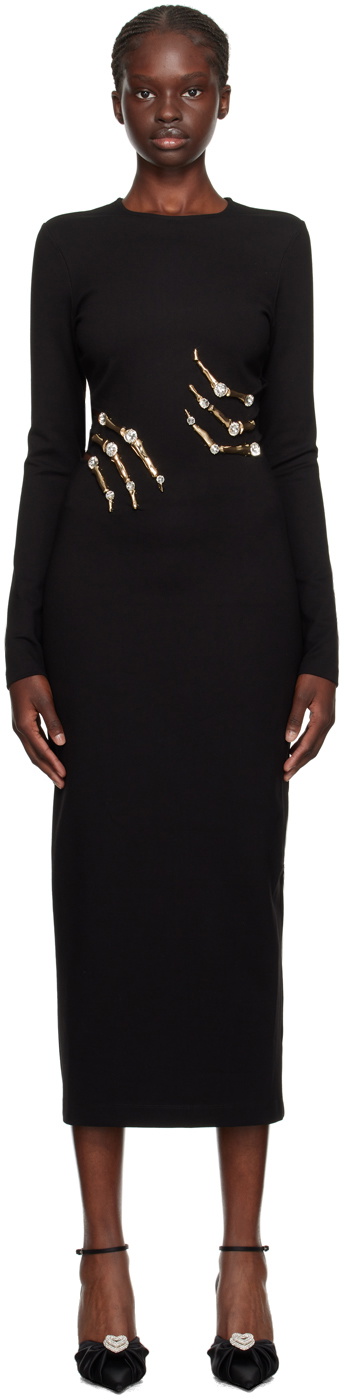 AREA Black Claw Midi Dress AREA