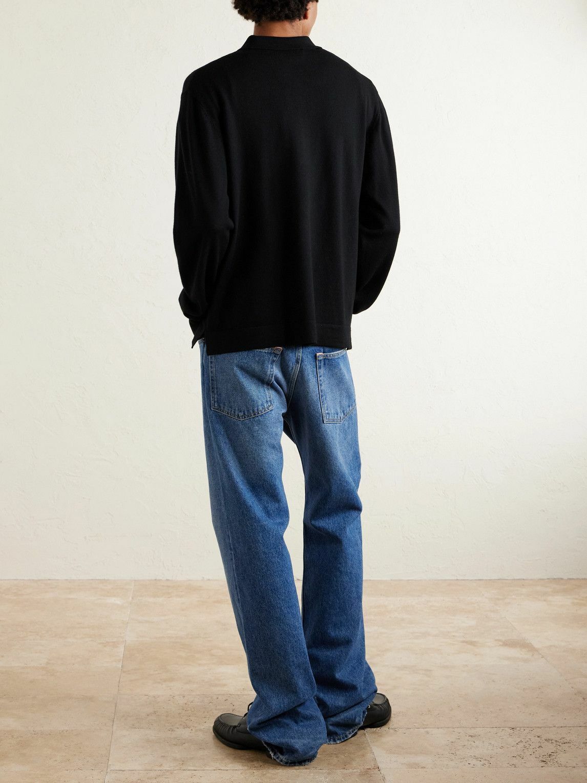 Officine Générale - Bene Merino Wool Half-Zip Polo Shirt - Black
