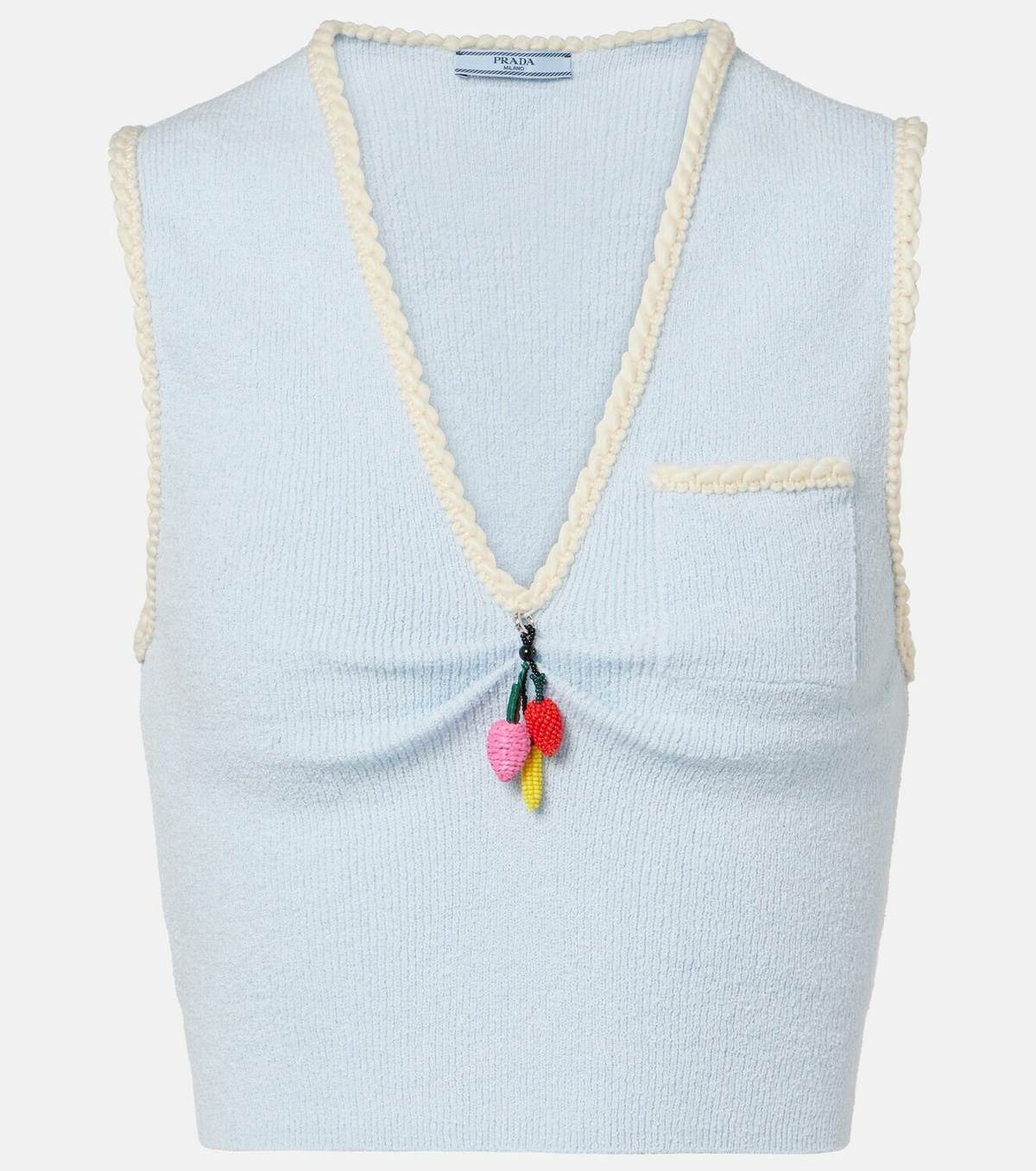 Prada Embellished cotton-blend bouclé crop top