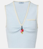 Prada Embellished cotton-blend bouclé crop top