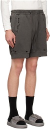 C2H4 Gray Ruin Distressed Shorts