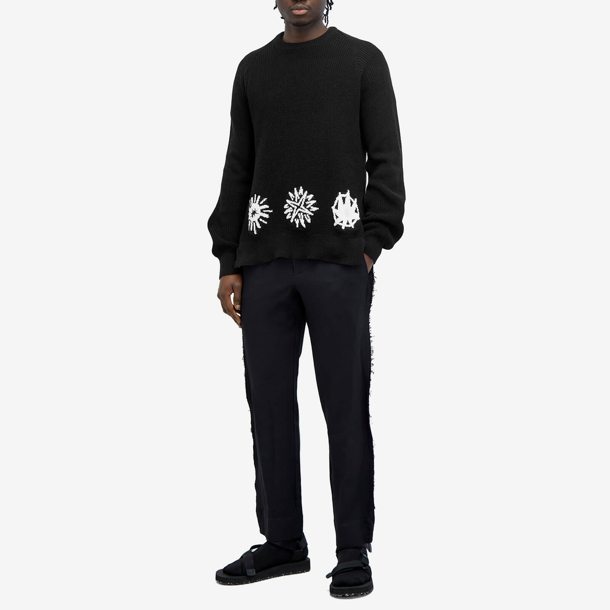 Comme des Garçons Men's x Filip Pagowski Intarsia Crew Knit in Black