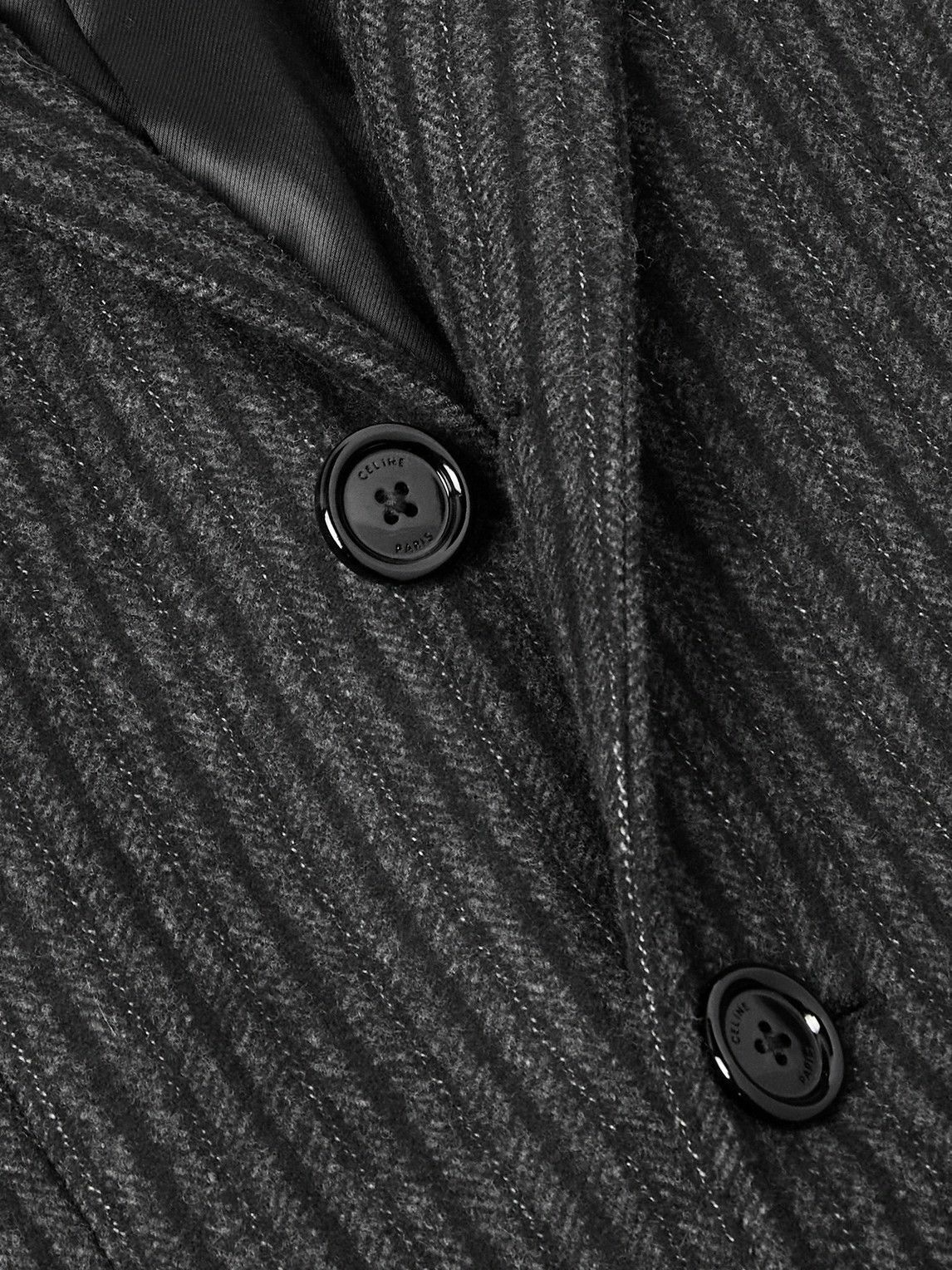 CELINE - Chesterfield Striped Wool Coat - Gray