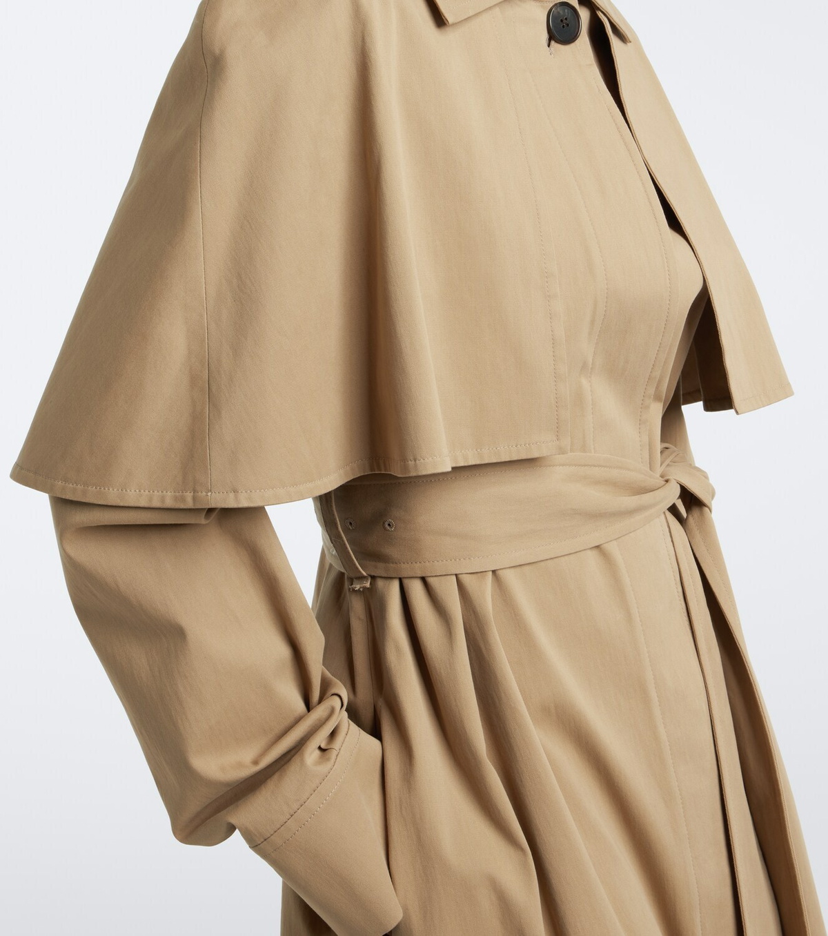 The Row Ayana caped cotton twill trench coat