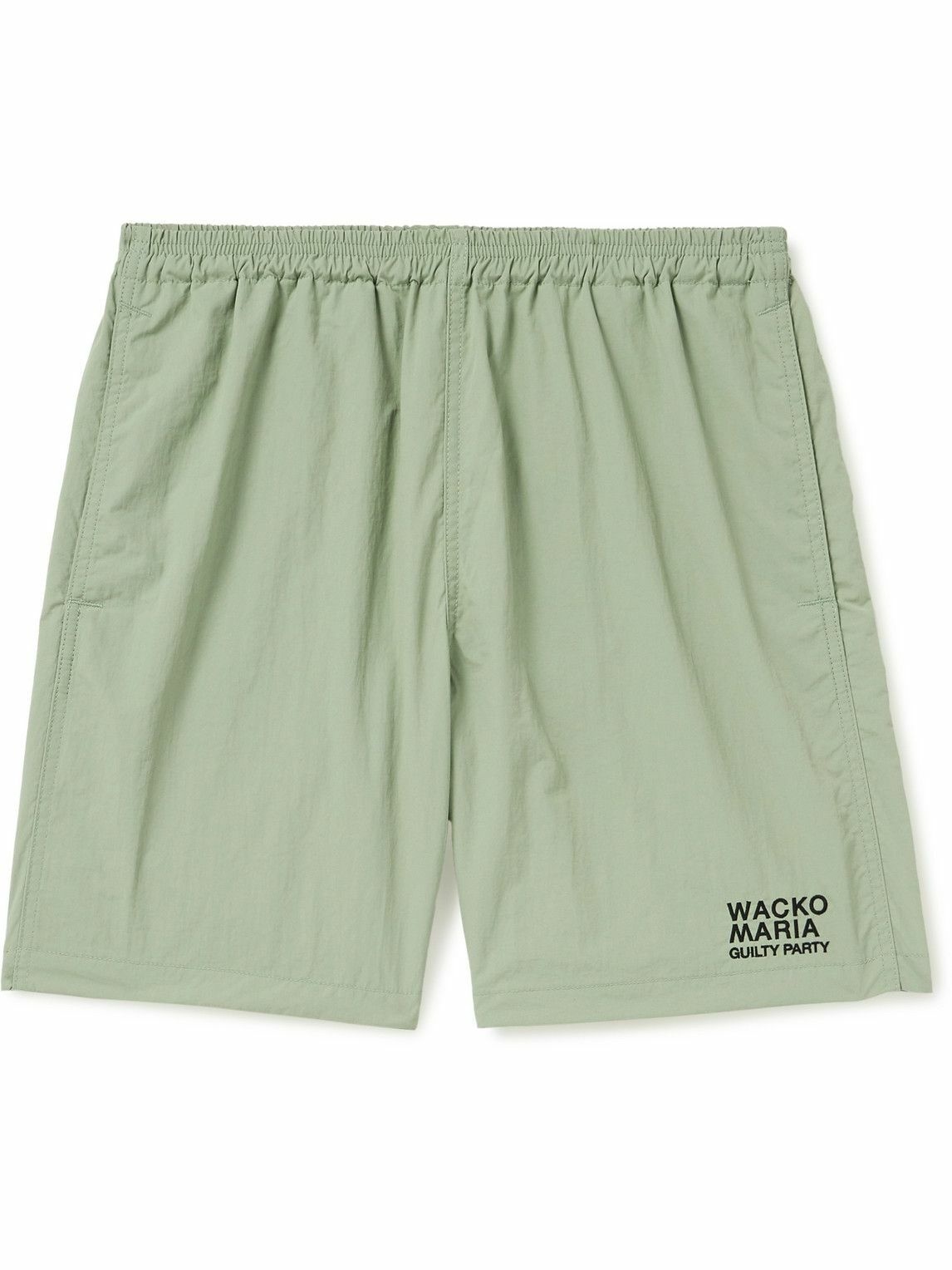 Photo: Wacko Maria - Straight-Leg Logo-Print Shell Drawstring Shorts - Green