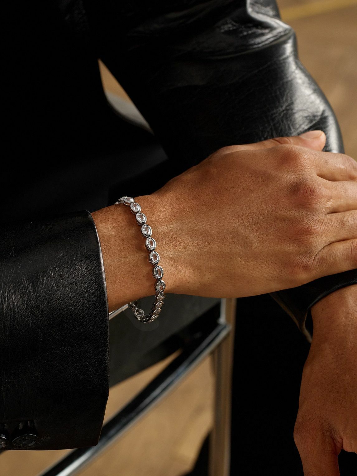 SHAY - 18-Karat Blackened Gold Topaz Tennis Bracelet