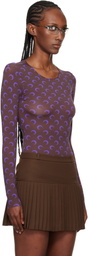 Marine Serre Brown & Purple Moon Printed Jersey LS T-shirt