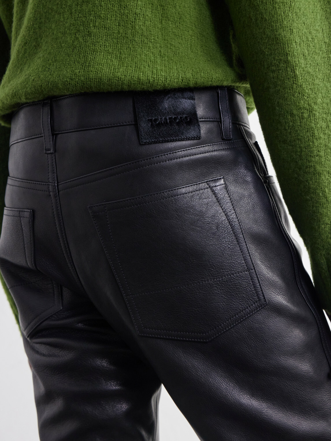 TOM FORD - Slim-Fit Leather Trousers - Black