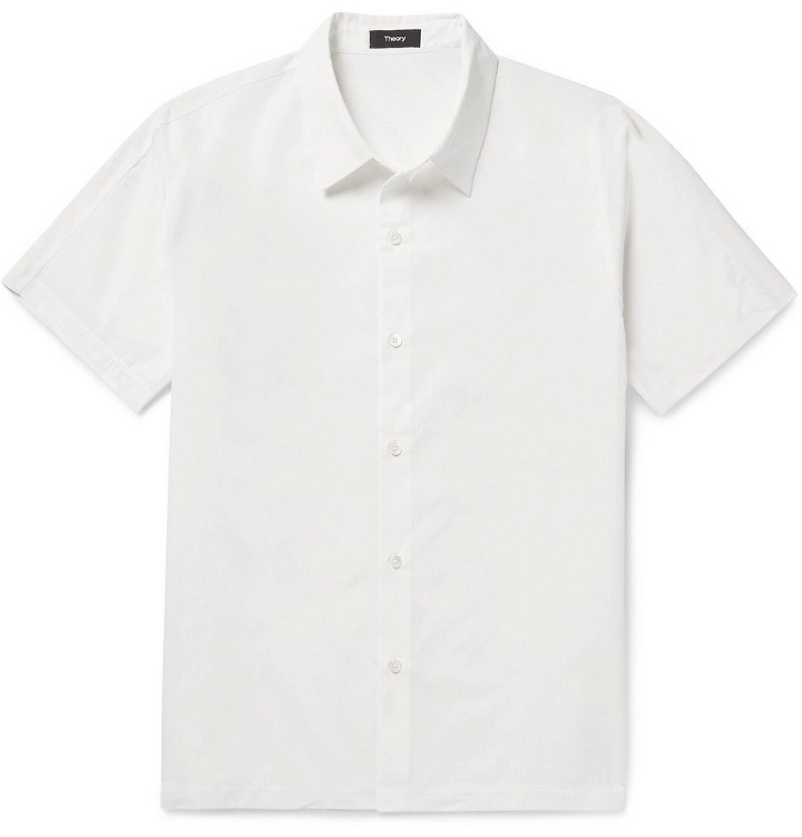 Photo: Theory - Cotton-Poplin and Piqué Shirt - White