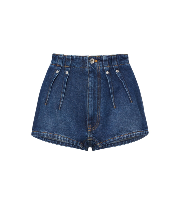 Photo: Mugler Pleated denim shorts
