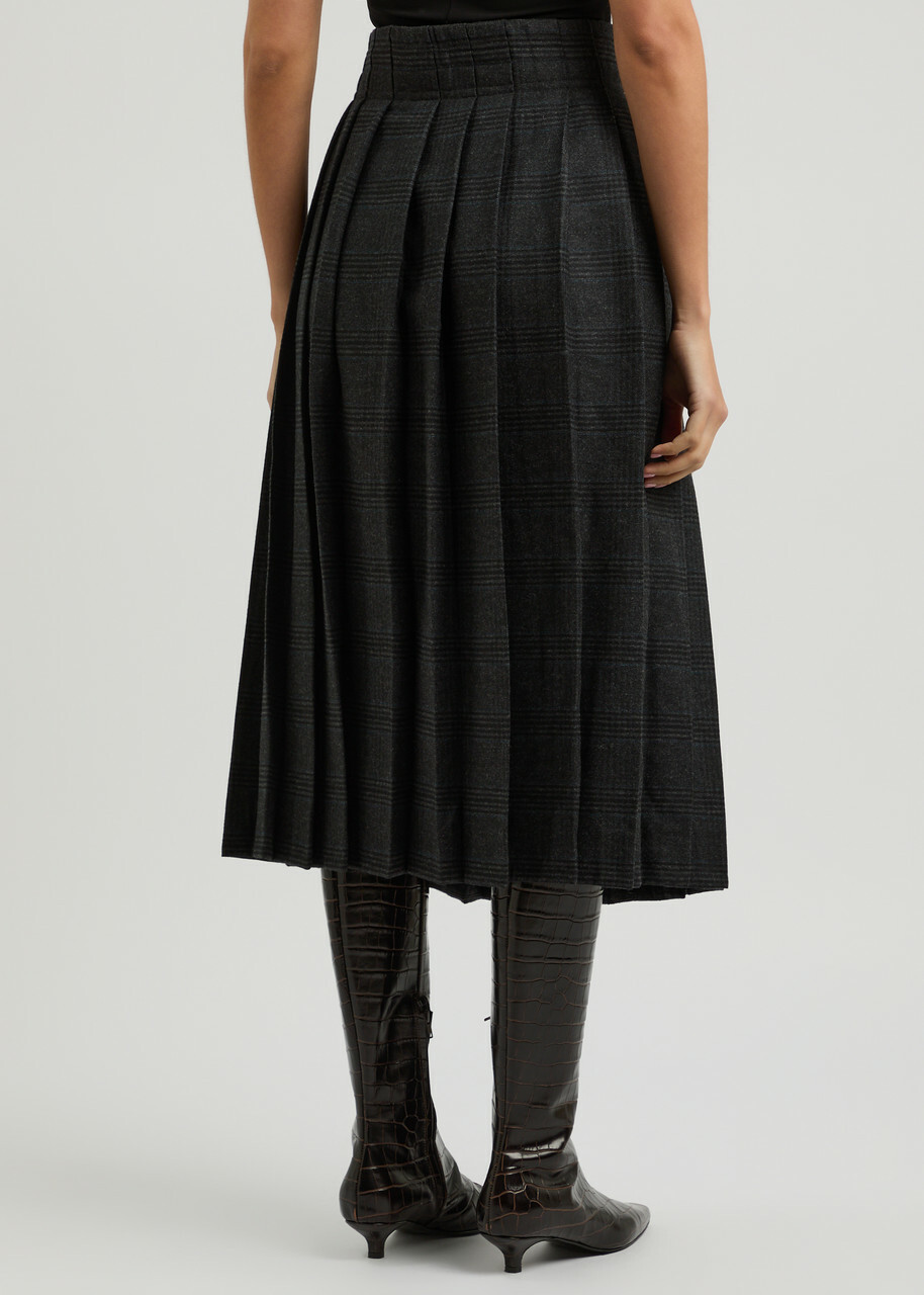Remain BY Birger Christensen Pleated Wool-blend Midi Wrap Skirt Grey