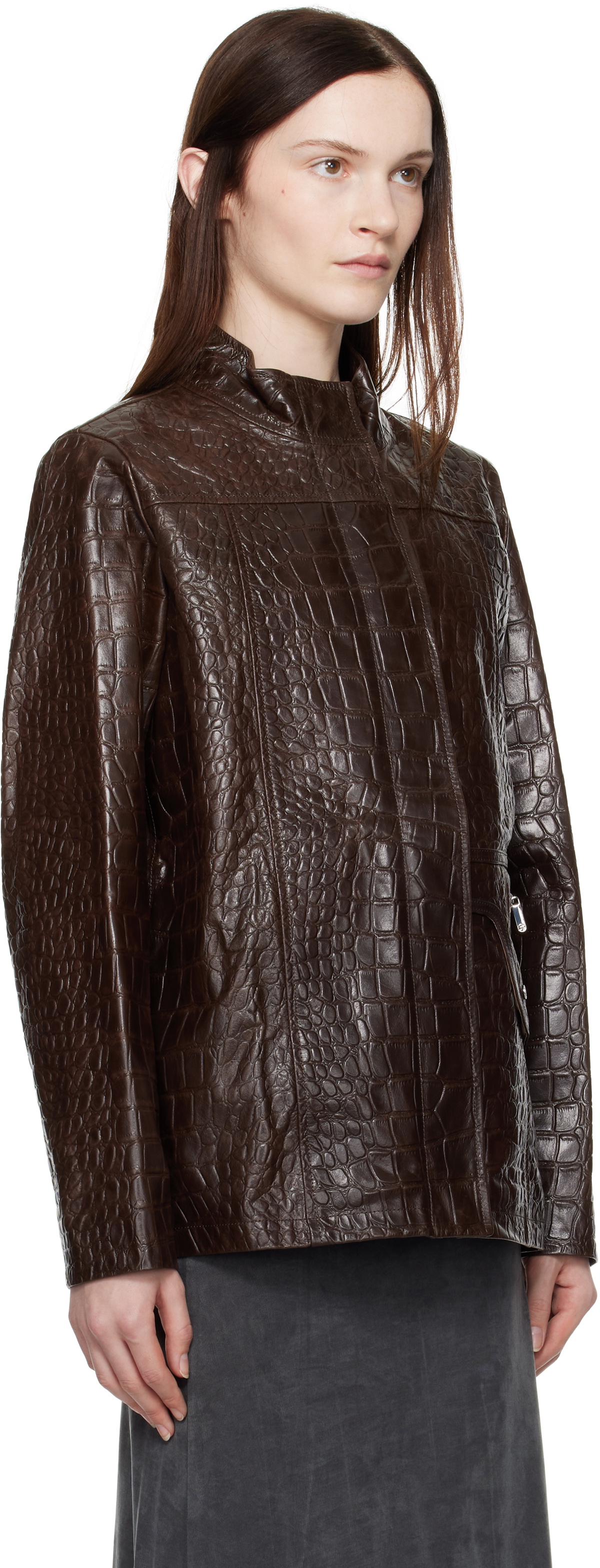 Saks Potts Brown Baba Leather Jacket