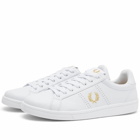 Fred Perry Authentic Men's B721 Leather Sneakers in White/Metallic Gold