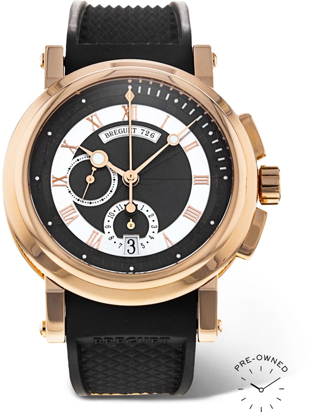 Photo: BREGUET - Pre-Owned 2014 Marine Automatic Chronograph 42mm 18-Karat Rose Gold and Rubber Watch, Ref. No. 5827BR/Z2/5ZU