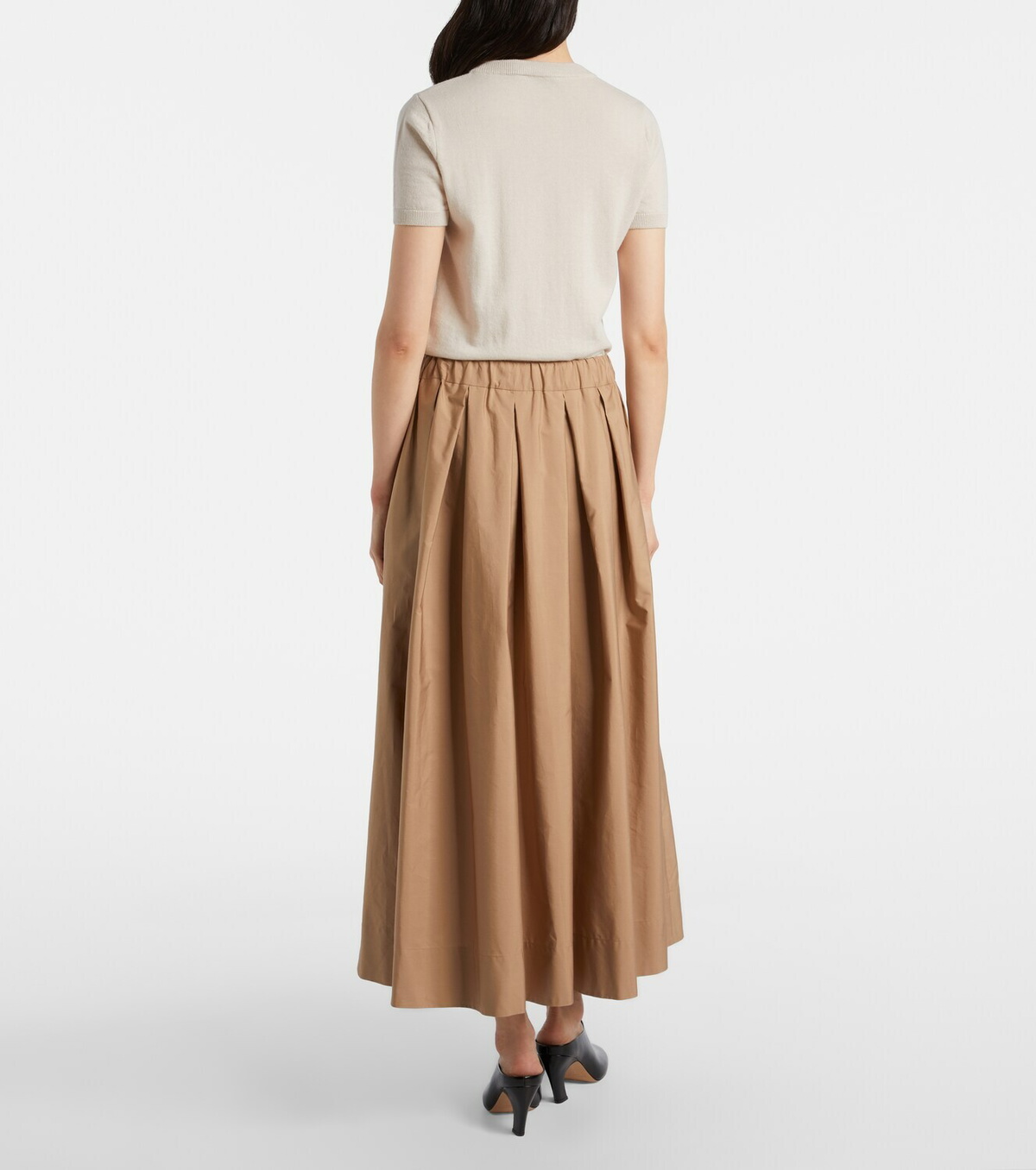 'S Max Mara Pineta pleated cotton poplin midi skirt