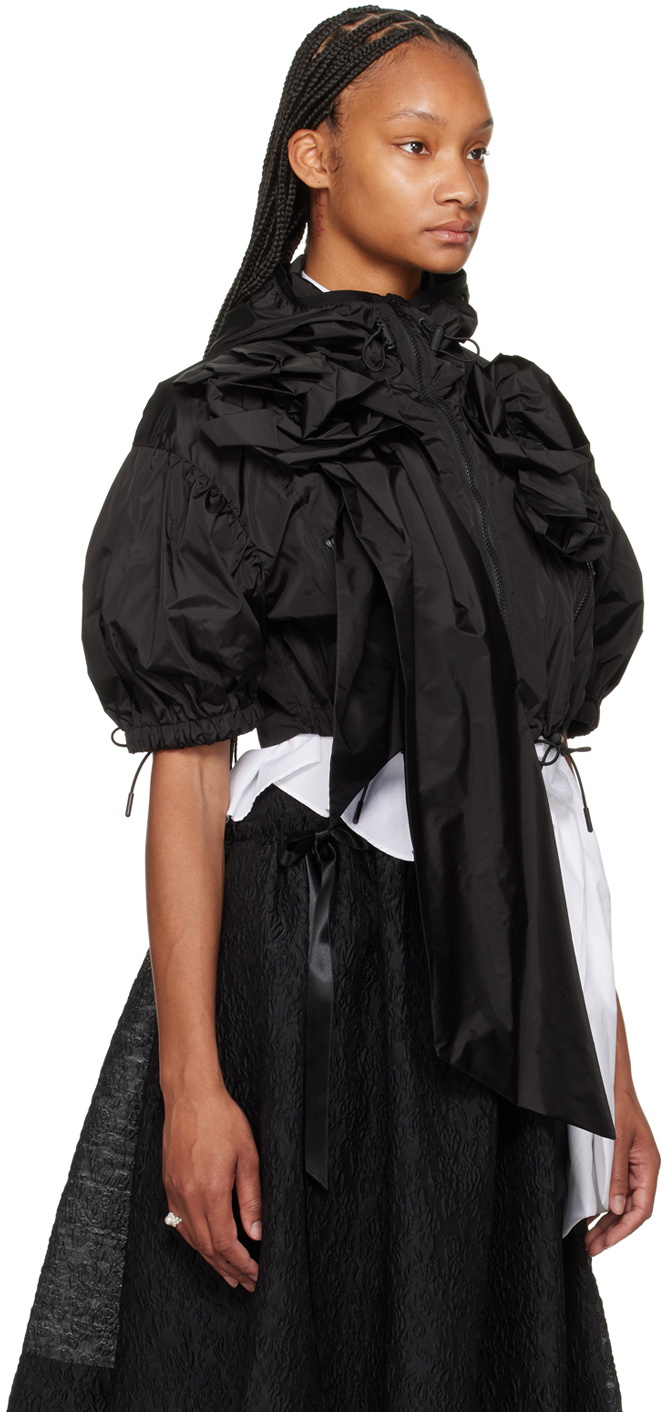 【Simone Rocha】BLACK×IVORYサテン ショール JACKET Simone Rocha】BLACK×IVORYサテン ショール JACKET