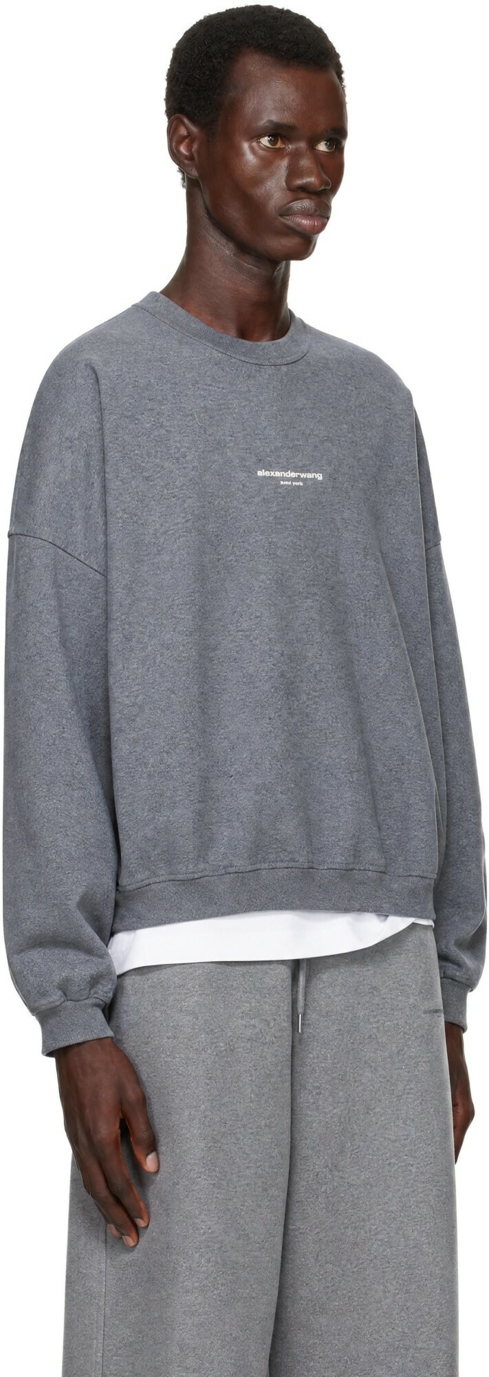 Alexander Wang Gray Oversized Logo Print Sweatshirt
