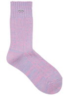 Ganni Logo Wool and Cashmere-blend Socks Lilac