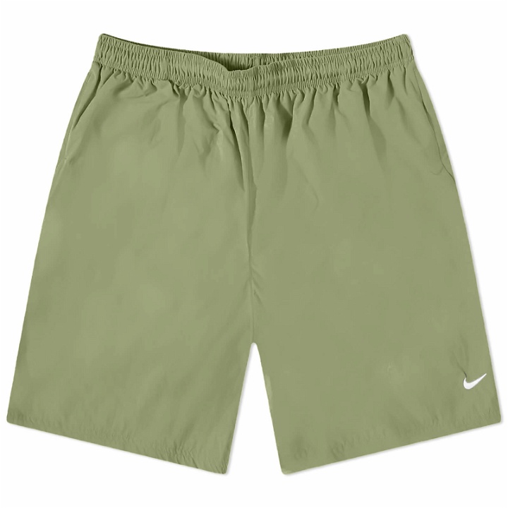 Photo: Nike Men's Solo Swoosh Woven Short in Oil Green/White