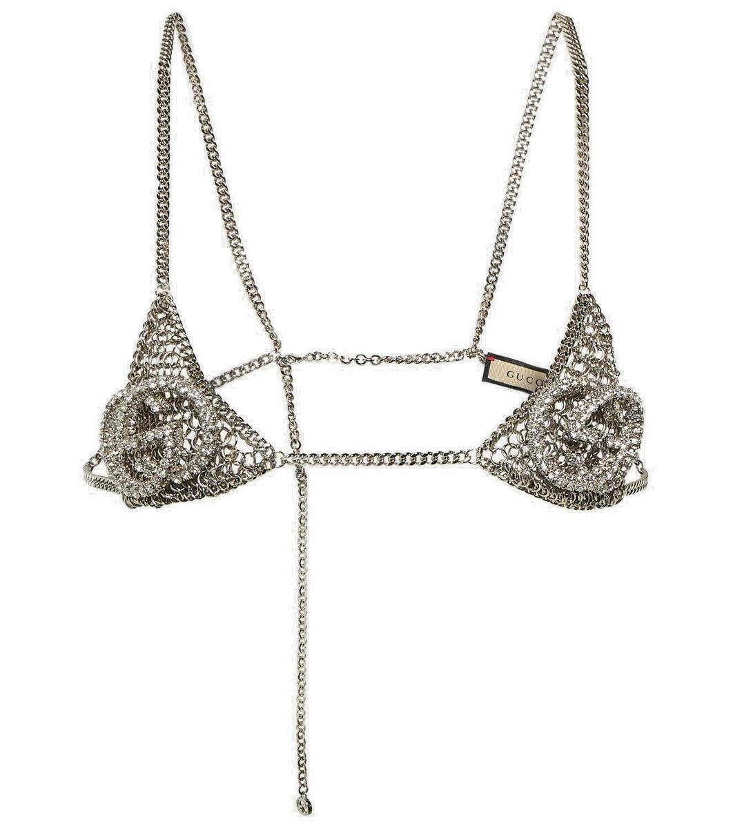 Photo: Gucci Interlocking G embellished chain bra
