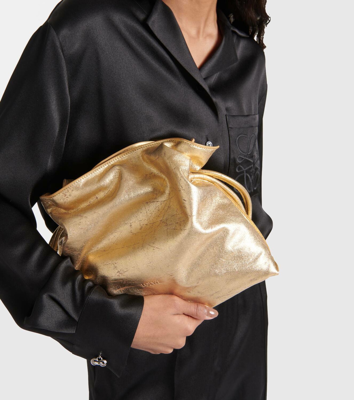 Loewe Flamenco metallic leather clutch Loewe