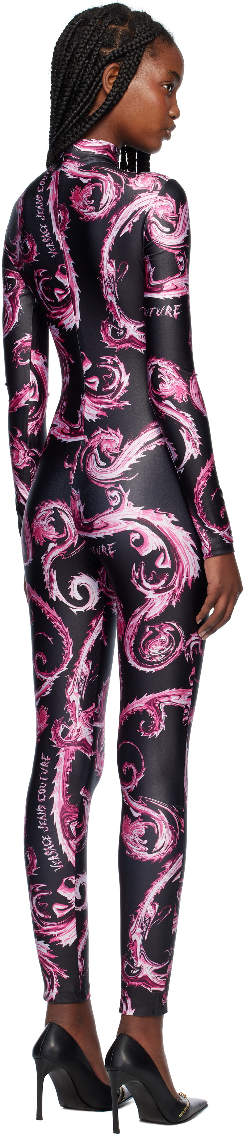 Versace Jeans Couture Black & Purple Chromo Couture Catsuit