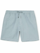 Mr P. - Cotton and Linen-Blend Twill Drawstring Shorts - Blue