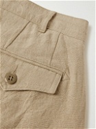 Monitaly - Riding Tapered Pleated Linen and Cotton-Blend Trousers - Neutrals