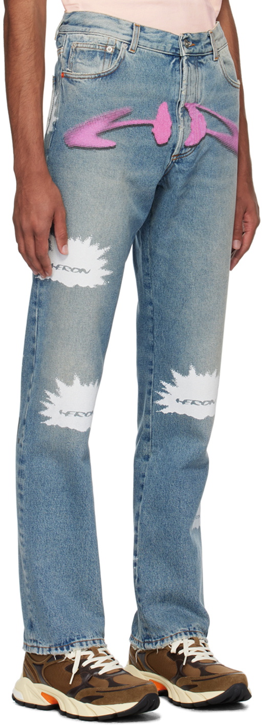 Heron Preston Indigo HP Pattern Jeans