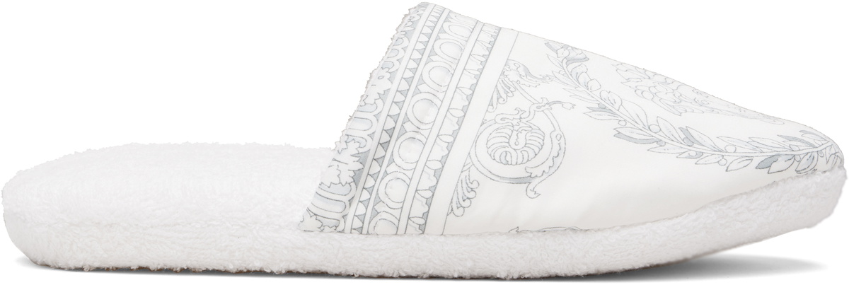 Versace White 'I Heart Baroque' Slippers