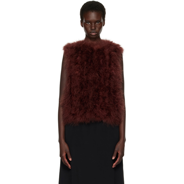 Photo: Yves Salomon Brown Cropped Feather Gilet Vest