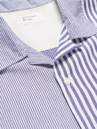 Universal Works - Convertible-Collar Striped Cotton-Poplin Shirt - Blue