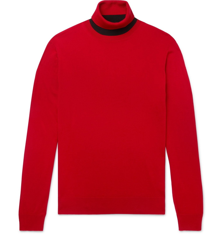 Photo: Mr P. - Slim-Fit Merino Wool Rollneck Sweater - Red