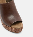 Brunello Cucinelli Leather espadrille wedges