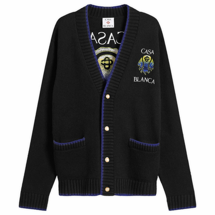 Photo: Casablanca Men's Flaming Tennis Ball Cardigan in Black