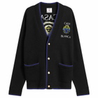 Casablanca Men's Flaming Tennis Ball Cardigan in Black