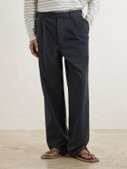 Auralee - Wide-Leg Pleated Garment-Dyed Cotton-Twill Chinos - Black