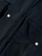 Balenciaga - Oversized Jersey-Trimmed Distressed Organic Cotton-Blend Gabardine Parka - Blue
